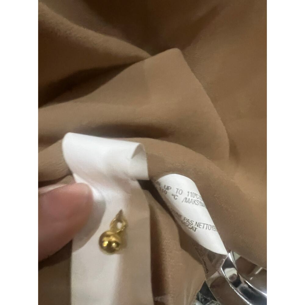 Sheer tan blouse with gold buttons and shoulder detail - Picture 7 of 9